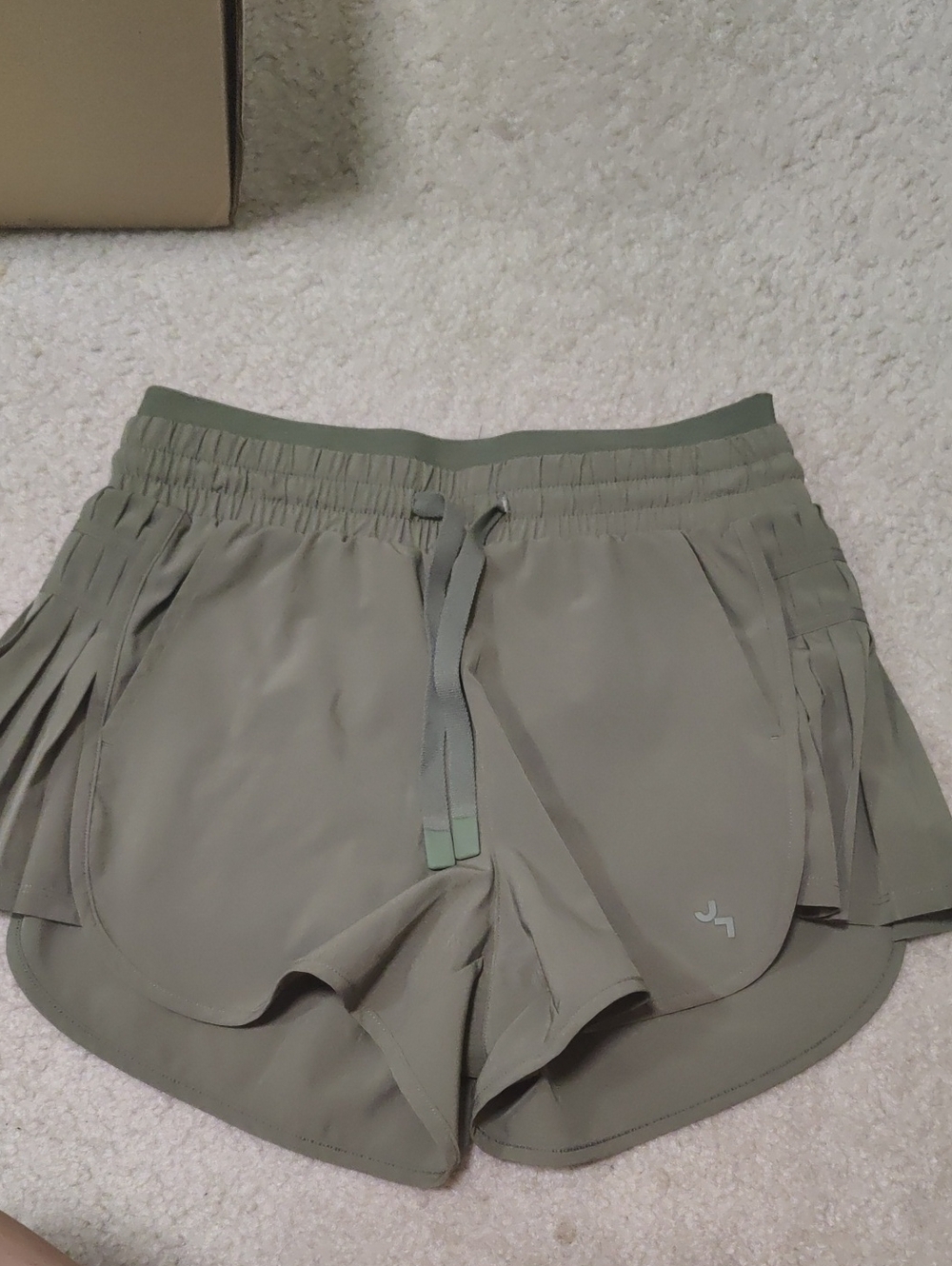 JoyLab Olive Green Athletic Shorts Side Pleats Drawstring Y2K Hippie Sports Retr - Picture 2 of 14